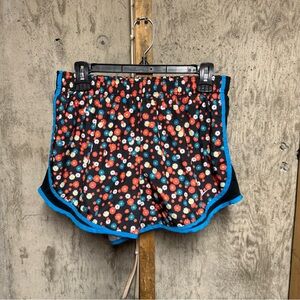 Nike Dri-FIT Women's Floral Athletic Running Shorts Size L Black Blue